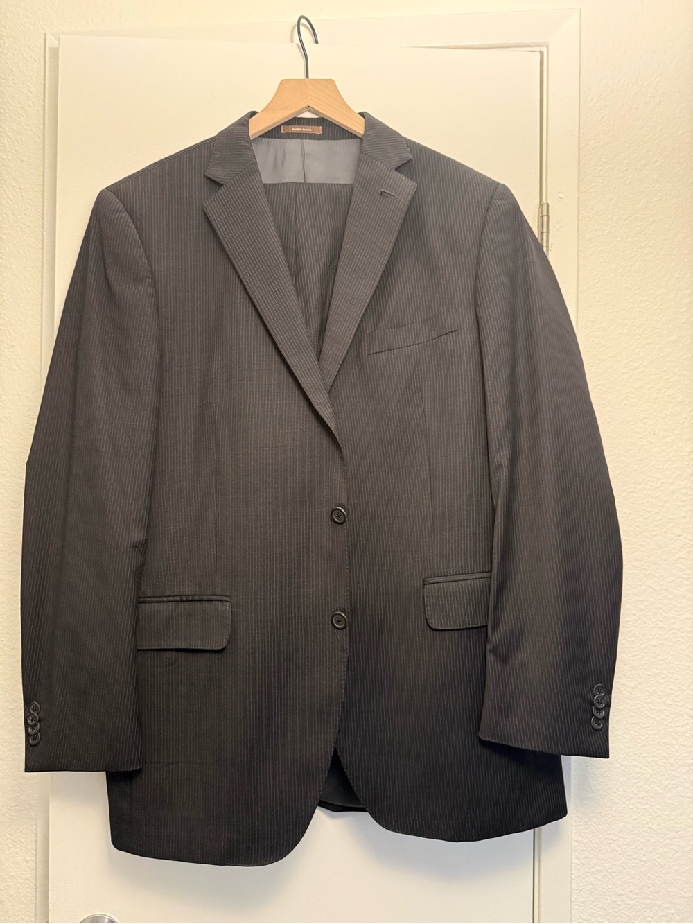 Peter Millar Charcoal Pinstripe Two-Button Suit Jacket 42T
